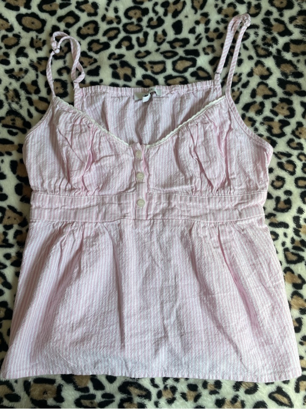 ♡ Light Pink Striped Cotton Camisole Baby doll